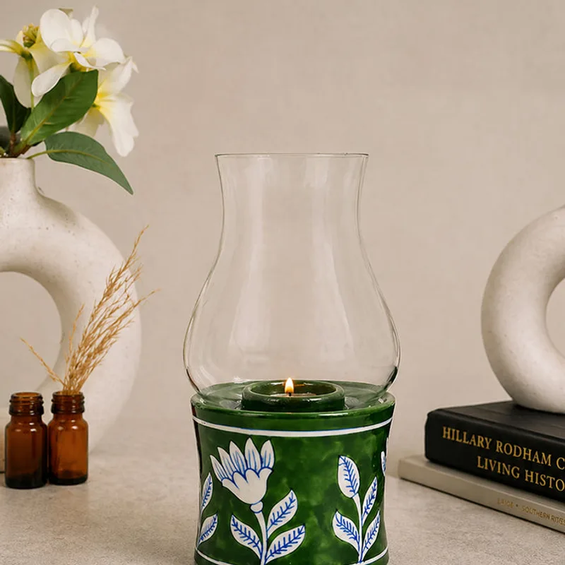 Blue Pottery T-Light Chimney — Neerja International (Jaipur blue pottery)