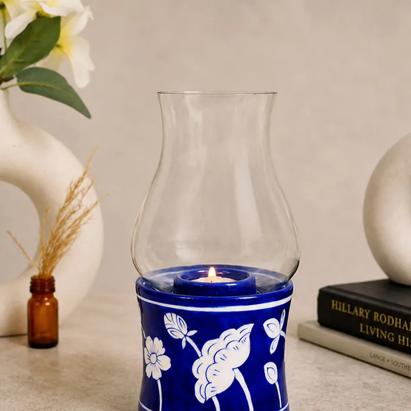 Blue Pottery T-Light Chimney — Neerja International (Jaipur blue pottery)