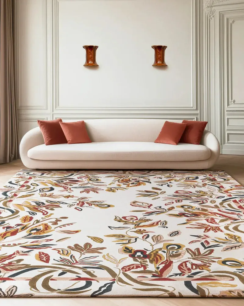 Hepof Floral Hand Tufted Wool Rug — Bhadohi Rug