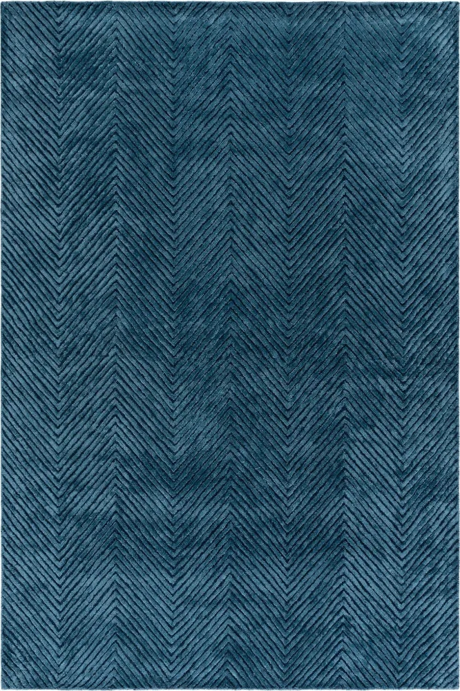 BLUE CHEVRON MODERN HAND TUFTED RUG — Imperial Knots (Bhadohi/Mirzapur)