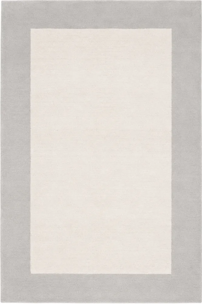 IVORY & GREY BORDERED HAND TUFTED RUG — Imperial Knots (Bhadohi/Mirzapur)