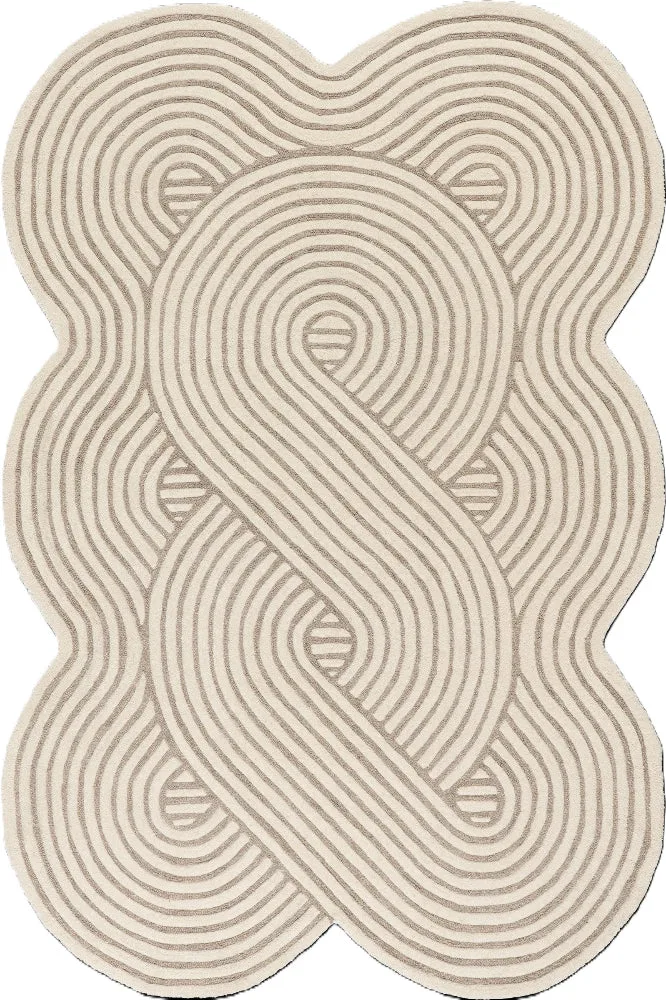 IVORY & TAUPE MODERN HAND TUFTED RUG — Imperial Knots (Bhadohi/Mirzapur)